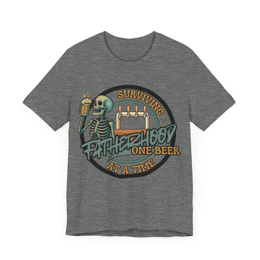 Cheers to Surviving Fatherhood Unisex T-Shirt | Funny Dad Tee, Beer Lover Gift, Father's Day Apparel, Parenting Humor, Casual Wear, Granddad's too