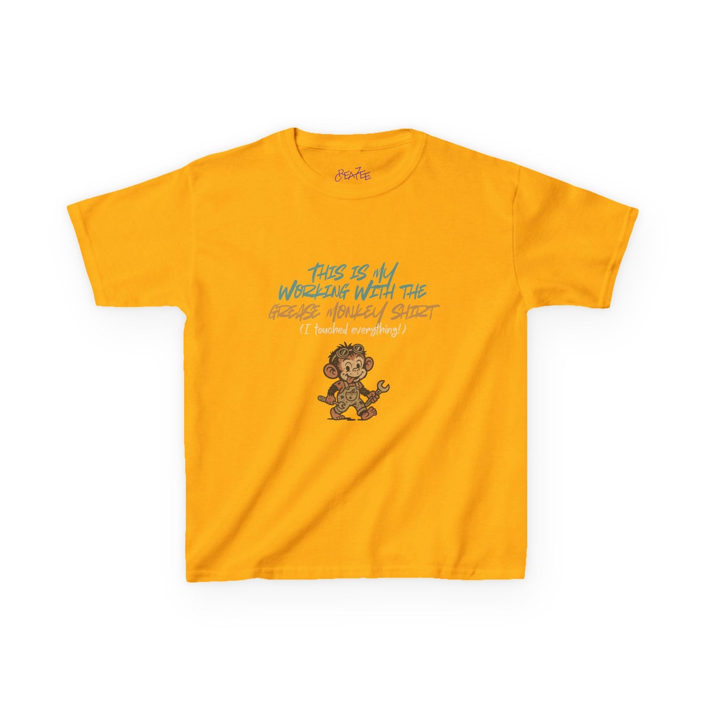 Kids “Working with the Grease Monkey” Tee – Funny Mechanic Helper Shirt, Messy Sidekick Vibes