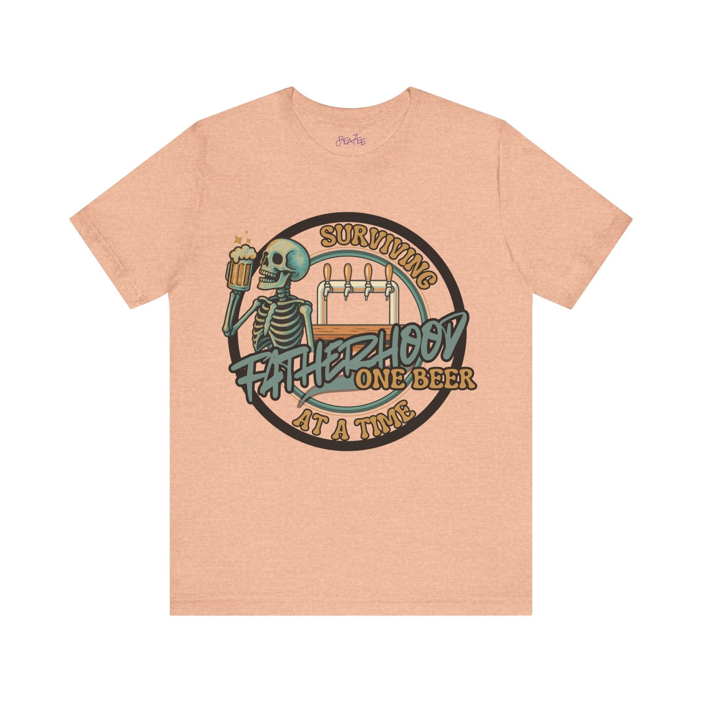 Dad Heather Tee — Surviving Fatherhood One Beer at a Time • Funny Dad Beer Shirt • Bella Canvas 3001