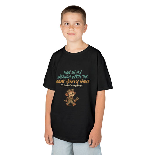 Kids “Working with the Grease Monkey” Tee – Funny Mechanic Helper Shirt, Messy Sidekick Vibes