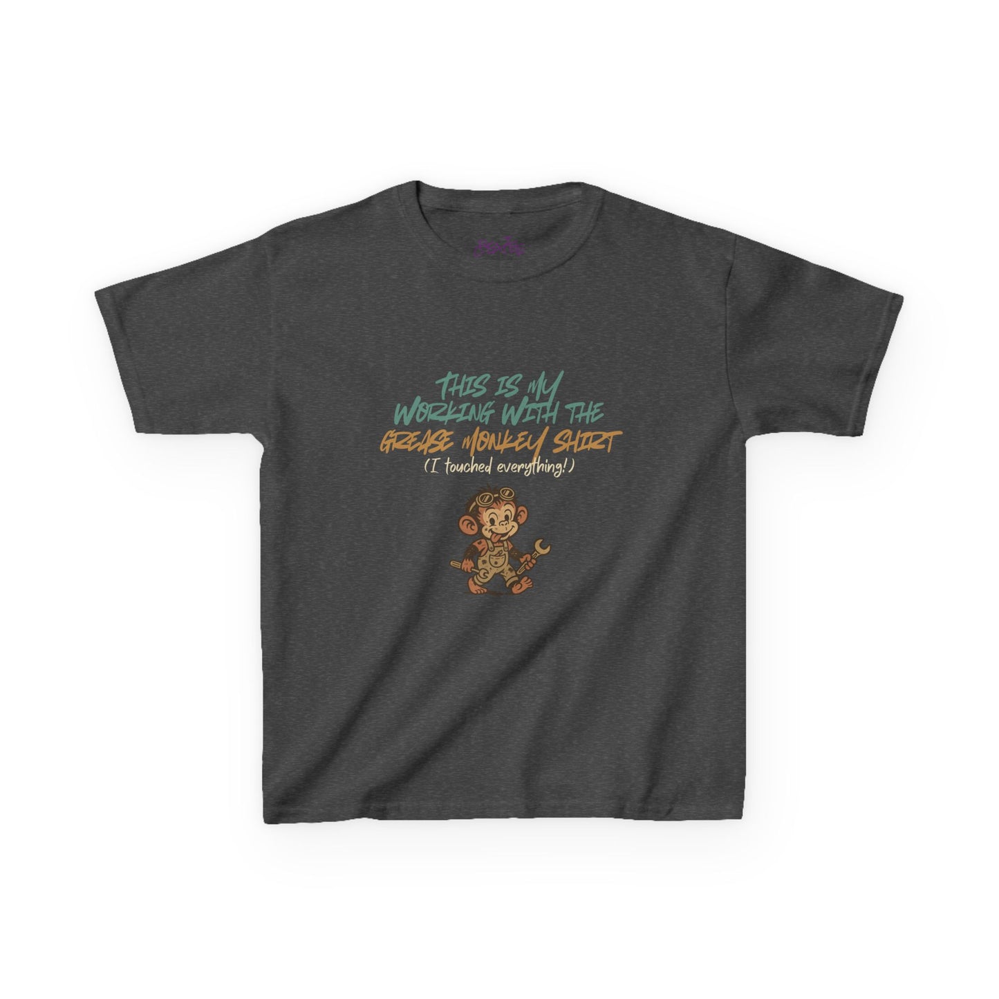 Kids “Working with the Grease Monkey” Tee – Funny Mechanic Helper Shirt, Messy Sidekick Vibes