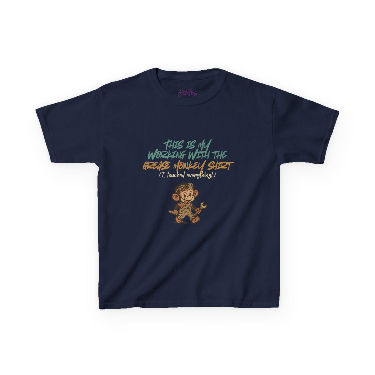 Kids “Working with the Grease Monkey” Tee – Funny Mechanic Helper Shirt, Messy Sidekick Vibes